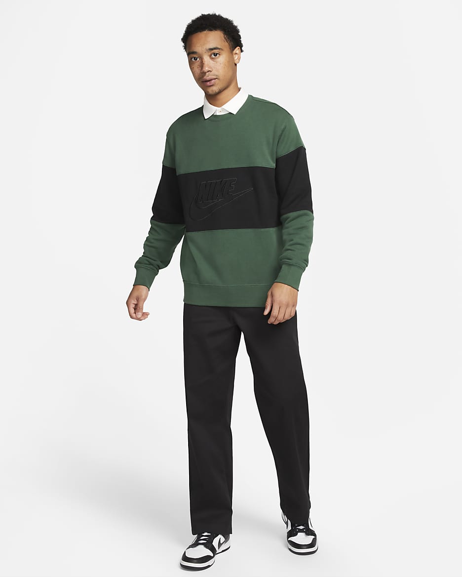 Nike Club Men s French Terry Color Blocked Crew. Nike